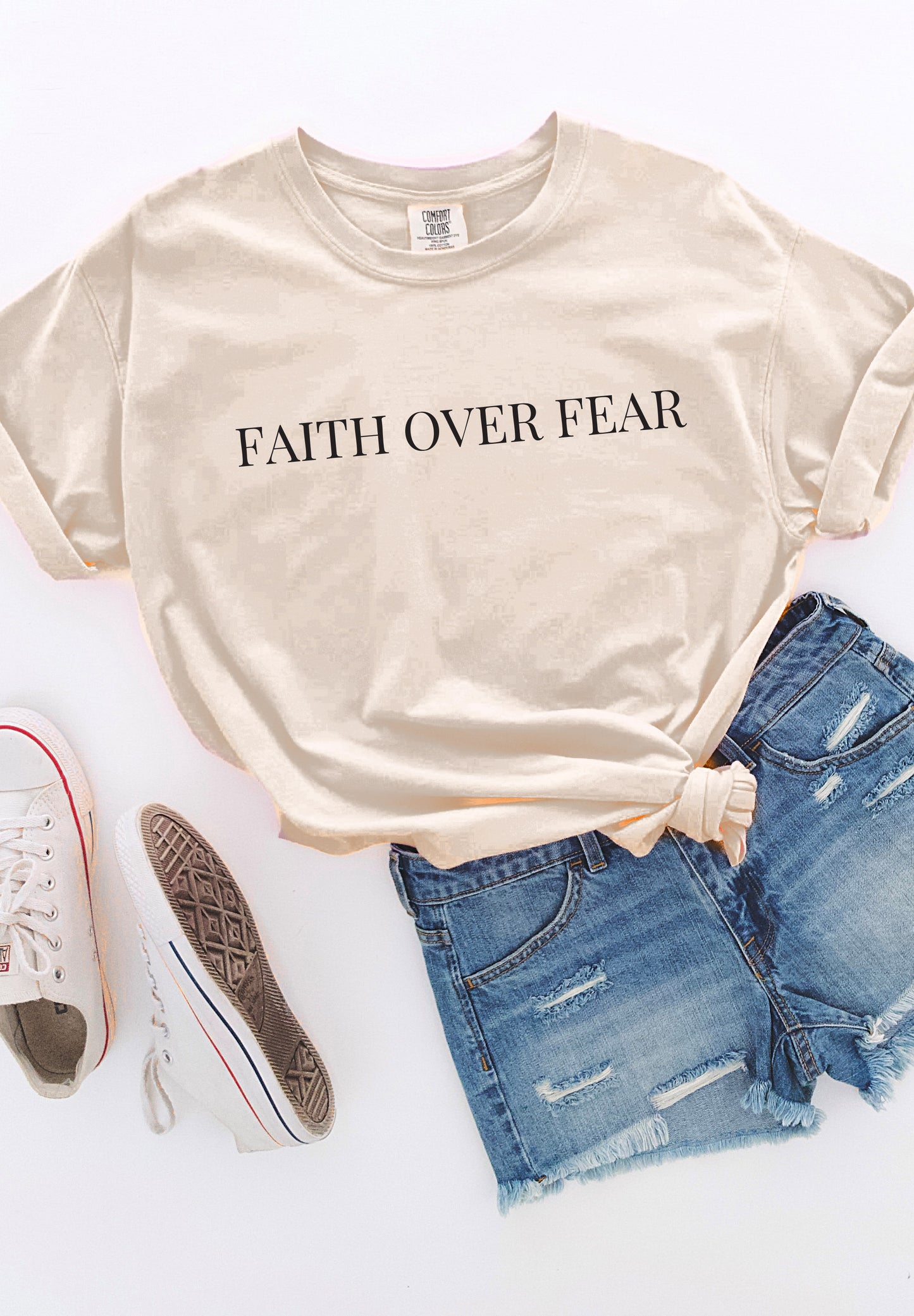 Faith Over Fear Text Ivory Tee