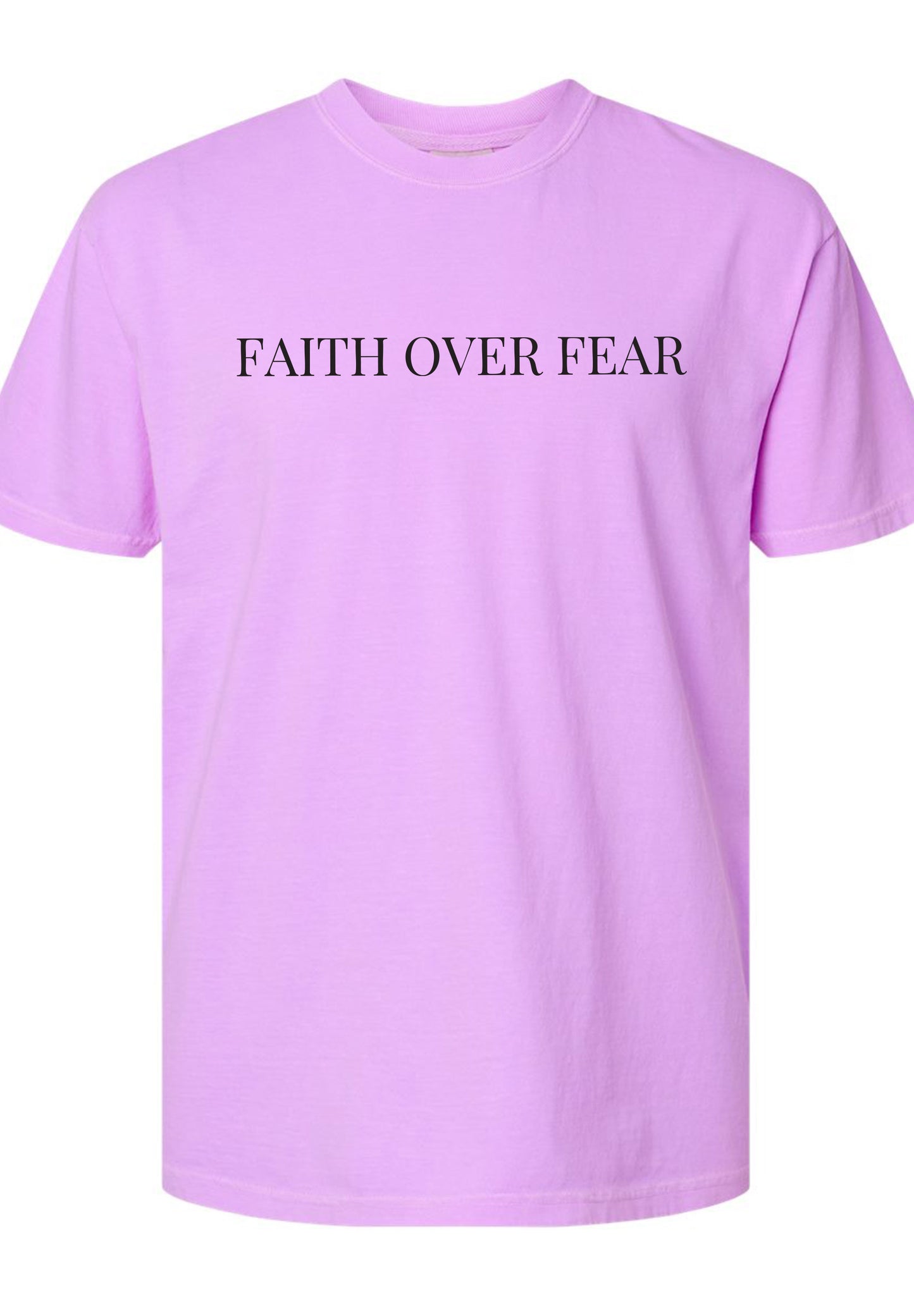 Faith Over Fear Text Neon Violet Tee