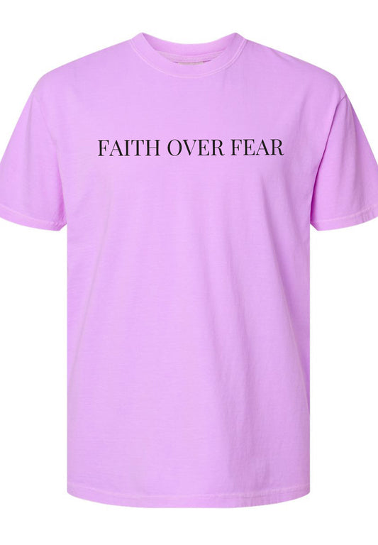 Faith Over Fear Text Neon Violet Tee