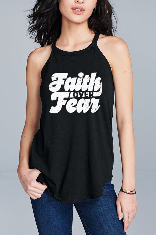 Faith Over Fear Retro Black Tank
