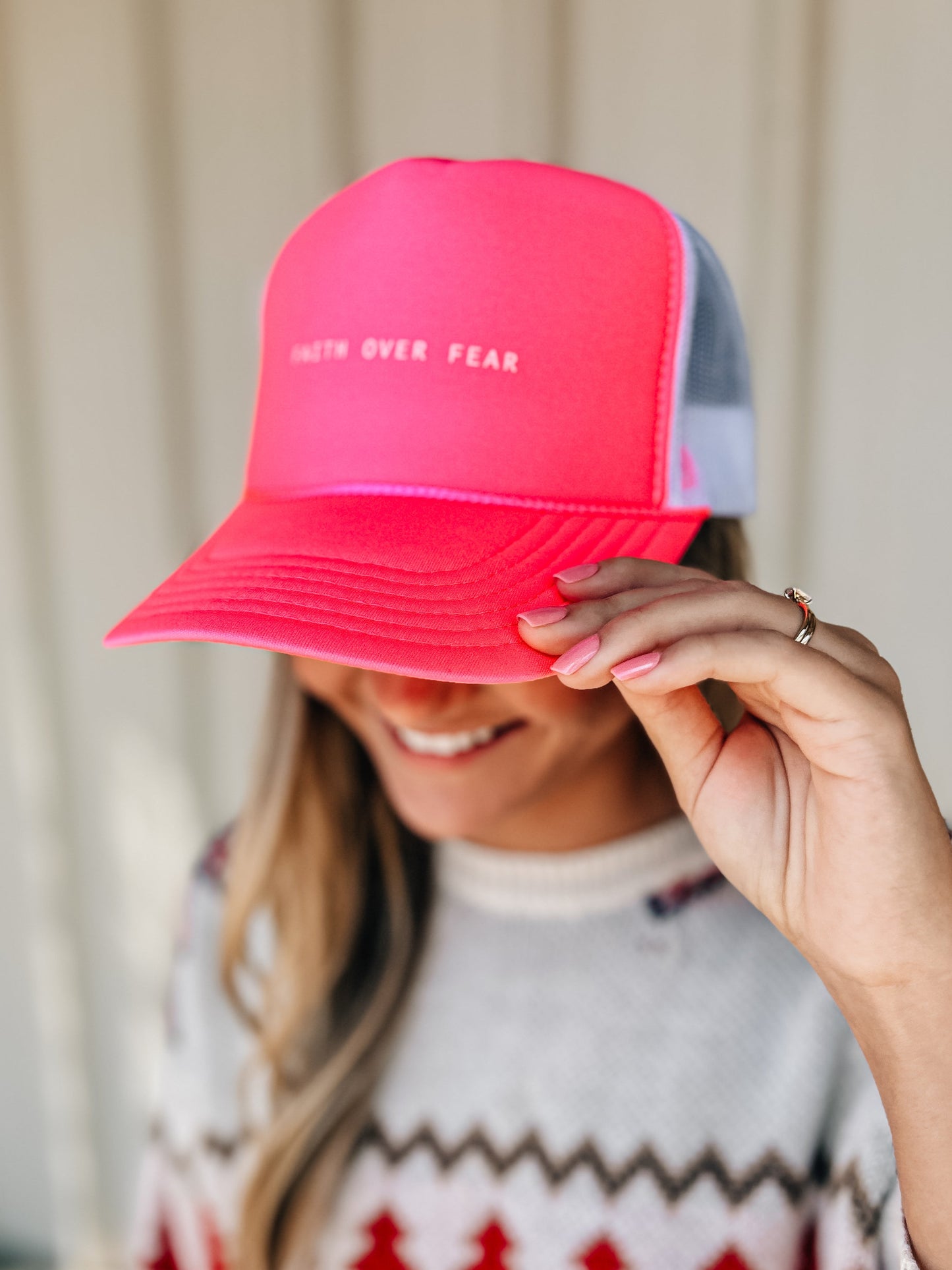 FF Text Neon Pink/White Trucker Hat